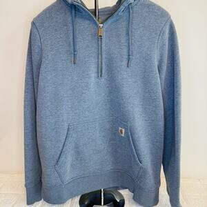 Carhartt Boys Size Large Blue 1/4 Zip Hooded Sweatshirt Casual Sports Outdoors